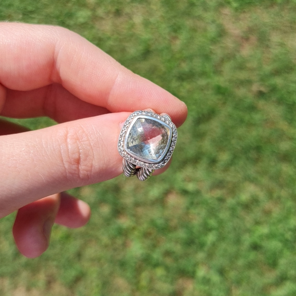Authentic David Yurman Albion Prasiolete Ring 11mm - Picture 3 of 7